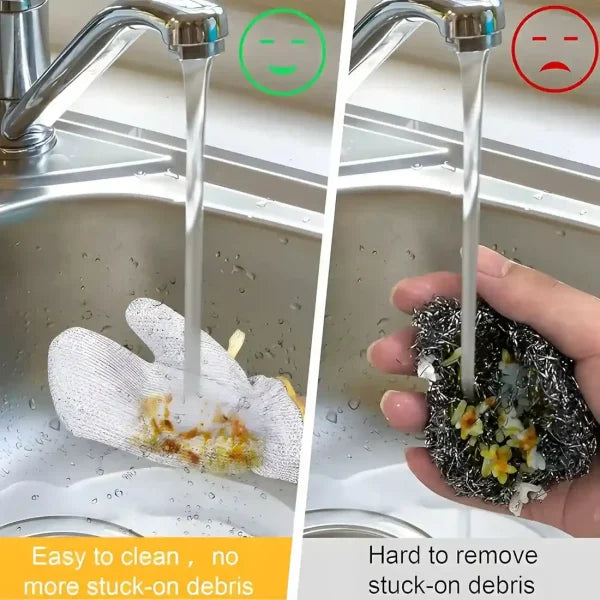 Miracle Cleaning Cloth With Glove Shape, Non-scratch Wire Dish Cloths For Washing Dishes, Kitchen | Anti-heat Aluminium Gloves