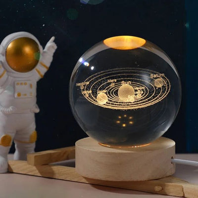 3d Galaxy Solar System Crystal Ball Night Light With Wooden Base For Boys And Girls (random Designs)0