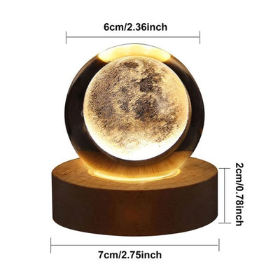 3d Galaxy Solar System Crystal Ball Night Light With Wooden Base For Boys And Girls (random Designs)0