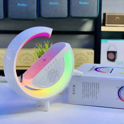 G Shaped Rgb Light Table Lamp With Wireless Charger Bt2301